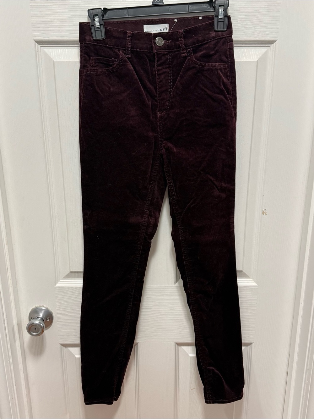 LOFT Deep Plum Velvet Trousers